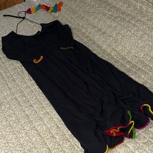 Nayo Cotton Maxi Dress with colorful pompoms